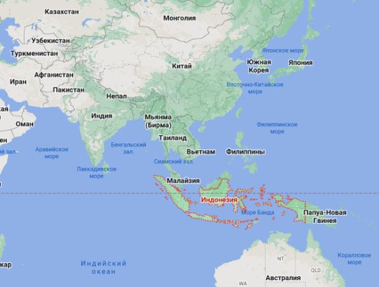 Индонезия политическая карта. Где на карте расположена Индонезия.